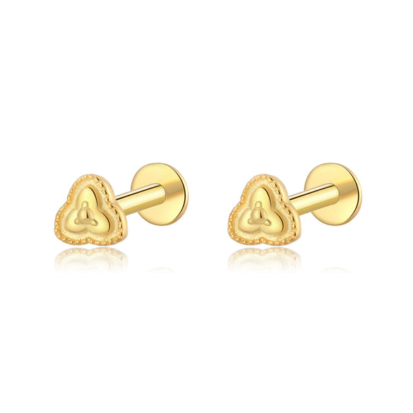 Wholesale S925 Sterling Silver Women's Earrings With Small Five Pointed Star And Flower Patterns Electroplated Simple And Fresh Style For Students