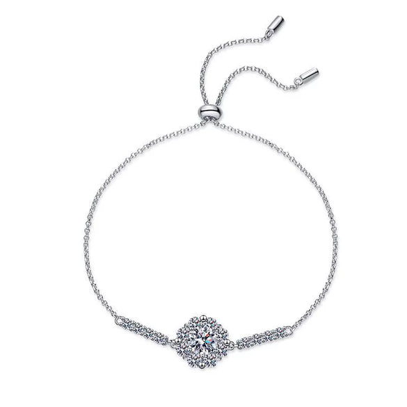 Wholesale S925 Sterling Silver Women's Elegant Adjustable Bracelet With Sunflower Pattern And Seiko Treatment