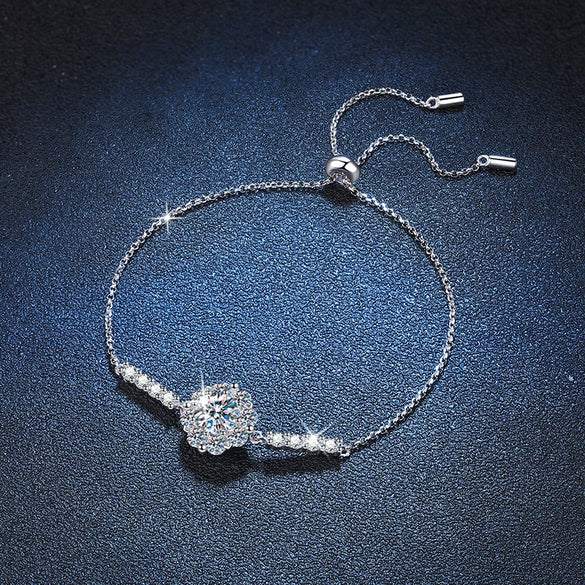 Wholesale S925 Sterling Silver Women's Elegant Adjustable Bracelet With Sunflower Pattern And Seiko Treatment