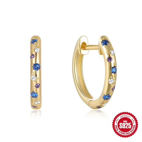 Wholesale S925 Sterling Silver Women's Fashion Personality Star Moon Geometric Earrings With Electroplating