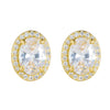 Wholesale S925 Sterling Silver Women's Fashionable Luxury Geometric Oval Stud Earrings Set With Diamonds