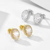 Wholesale S925 Sterling Silver Women's Fashionable Luxury Geometric Oval Stud Earrings Set With Diamonds