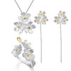 Wholesale S925 Sterling Silver Women's Fresh Pastoral Style Handmade Jewelry Suit With Forget Me Not Flower Pattern And Electroplating Treatment