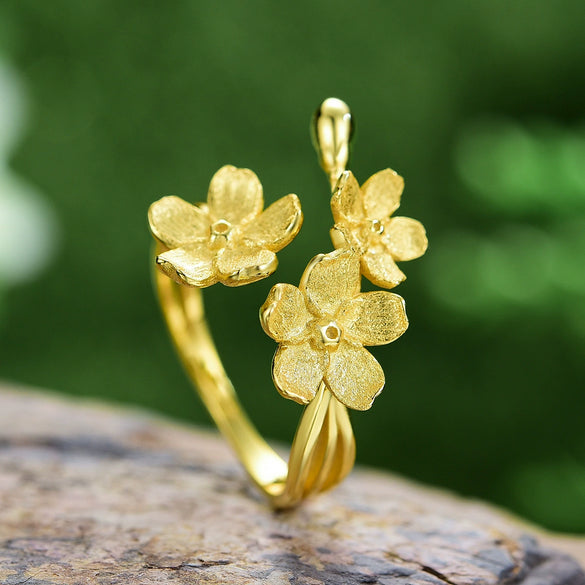 Wholesale S925 Sterling Silver Women's Fresh Pastoral Style Handmade Jewelry Suit With Forget Me Not Flower Pattern And Electroplating Treatment