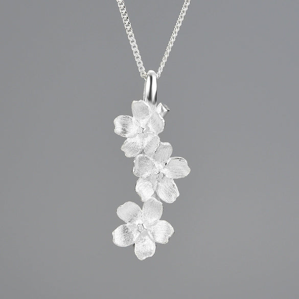 Wholesale S925 Sterling Silver Women's Fresh Pastoral Style Handmade Jewelry Suit With Forget Me Not Flower Pattern And Electroplating Treatment