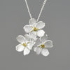 Wholesale S925 Sterling Silver Women's Fresh Pastoral Style Handmade Jewelry Suit With Forget Me Not Flower Pattern And Electroplating Treatment