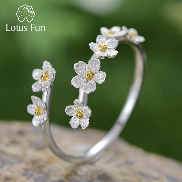 Wholesale S925 Sterling Silver Women's Fresh Pastoral Style Handmade Jewelry Suit With Forget Me Not Flower Pattern And Electroplating Treatment