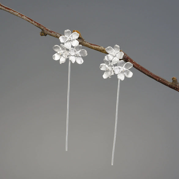 Wholesale S925 Sterling Silver Women's Fresh Pastoral Style Handmade Jewelry Suit With Forget Me Not Flower Pattern And Electroplating Treatment