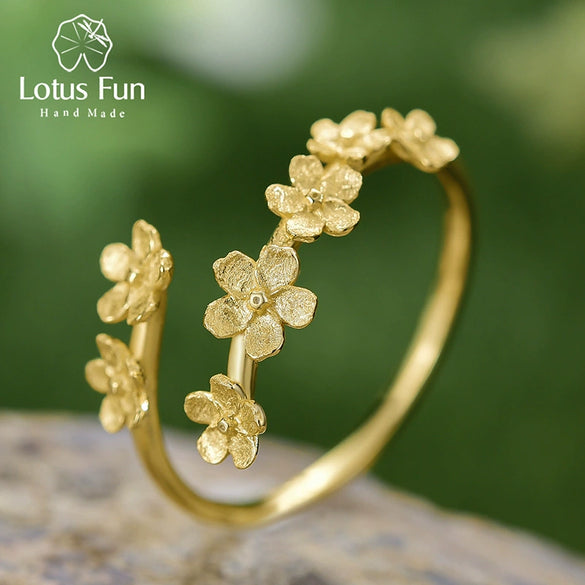 Wholesale S925 Sterling Silver Women's Fresh Pastoral Style Handmade Jewelry Suit With Forget Me Not Flower Pattern And Electroplating Treatment