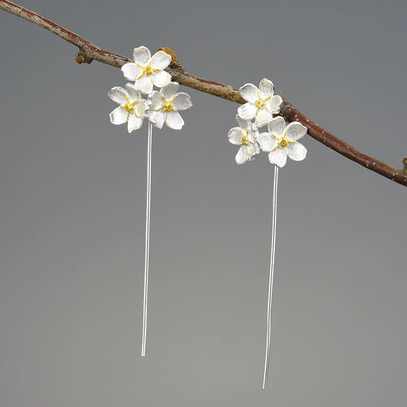 Wholesale S925 Sterling Silver Women's Fresh Pastoral Style Handmade Jewelry Suit With Forget Me Not Flower Pattern And Electroplating Treatment