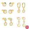 Wholesale S925 Sterling Silver Women's Geometric Flower Stud Earrings With Electroplating