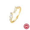 Wholesale S925 Sterling Silver Women's Light Luxury Elegant Hollow Open Ring With Star Dot Zircon Electroplated Geometric Design