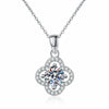 Wholesale S925 Sterling Silver Women's Necklace With Classic Clover Diamond Pendant And Cross Clavicle Chain Electroplated Flower Pattern