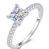 Wholesale S925 Sterling Silver Women's Ring With Micro Inlaid Moissanite Four Claw Setting Square Shape Geometric Design Electroplating Finish