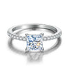 Wholesale S925 Sterling Silver Women's Ring With Micro Inlaid Moissanite Four Claw Setting Square Shape Geometric Design Electroplating Finish