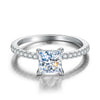 Wholesale S925 Sterling Silver Women's Ring With Micro Inlaid Moissanite Four Claw Setting Square Shape Geometric Design Electroplating Finish