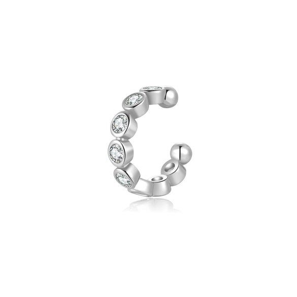 Wholesale S925 Sterling Silver Women's Simple Ear Clips With Geometric Zircon And Electroplated Finish