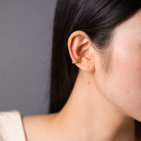 Wholesale S925 Sterling Silver Women's Simple Ear Clips With Geometric Zircon And Electroplated Finish