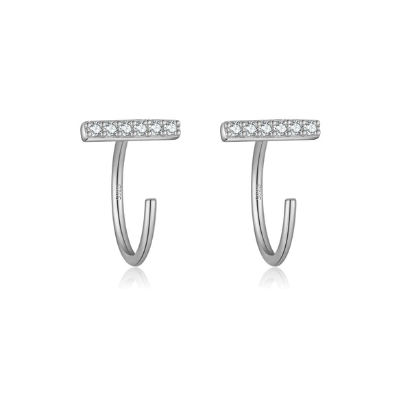 Wholesale S925 Sterling Silver Women's Simple High End Ear Studs With U Shape Design And Diamond Treatment Process