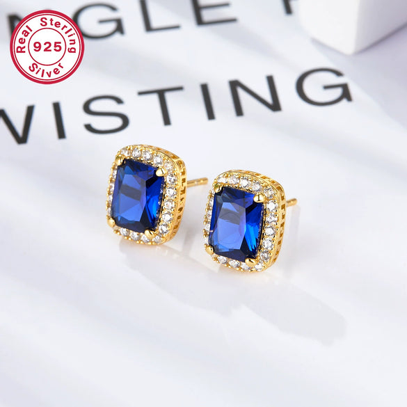 Wholesale S925 Sterling Silver Women's Square Earrings With Geometric Pattern French Retro Light Luxury Electroplated