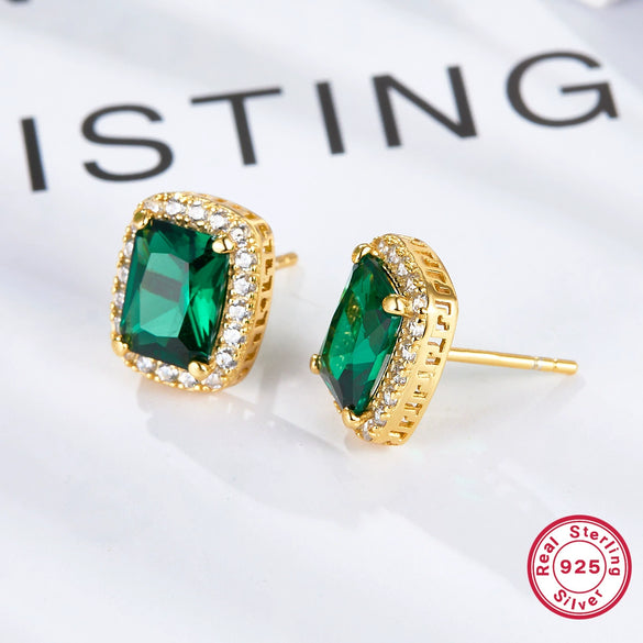 Wholesale S925 Sterling Silver Women's Square Earrings With Geometric Pattern French Retro Light Luxury Electroplated