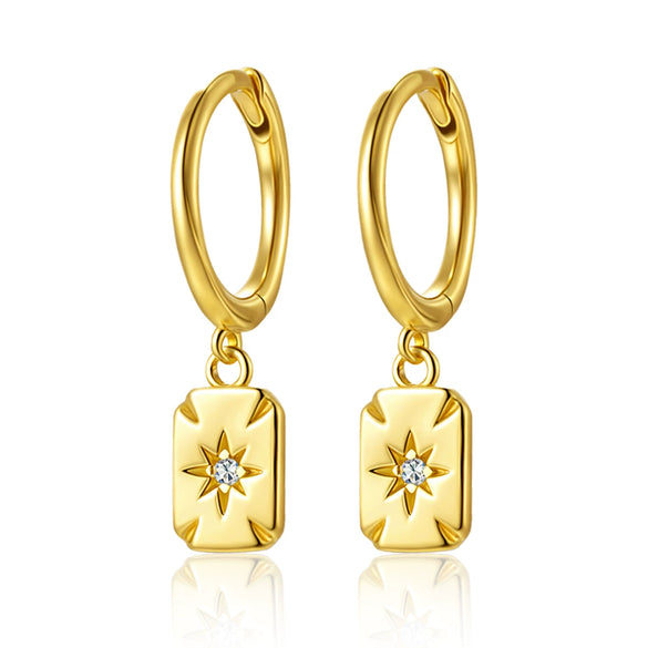 Wholesale S925 Sterling Silver Women's Square Heart Geometric Earrings With Zirconia