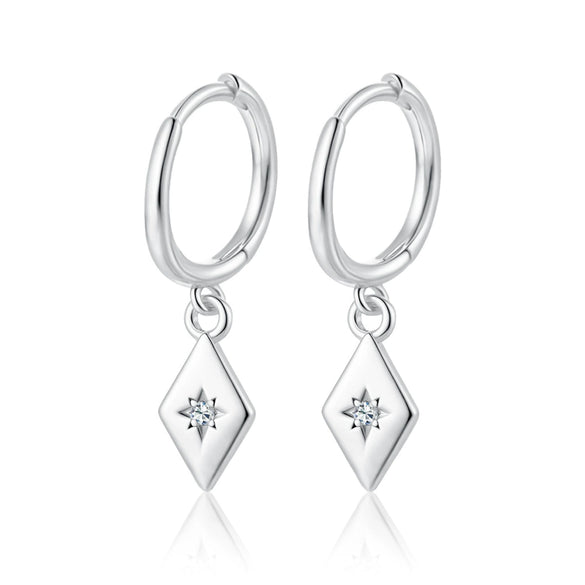 Wholesale S925 Sterling Silver Women's Square Heart Geometric Earrings With Zirconia