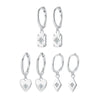 Wholesale S925 Sterling Silver Women's Square Heart Geometric Earrings With Zirconia