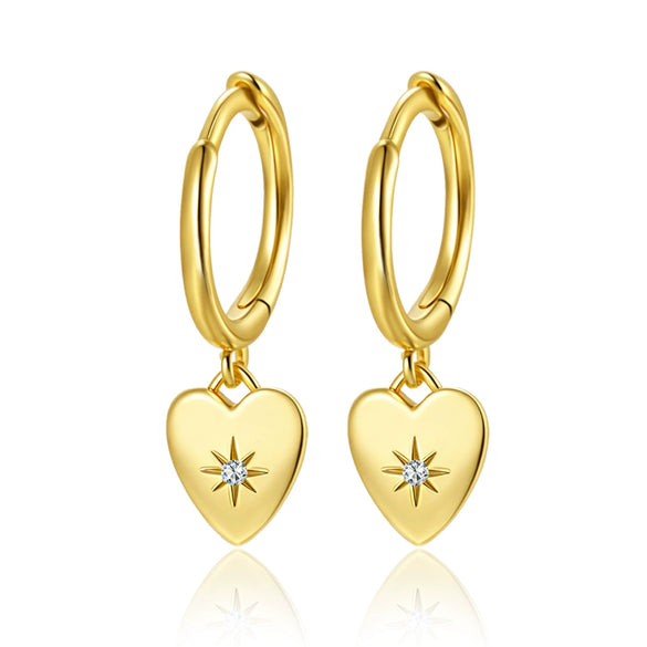Wholesale S925 Sterling Silver Women's Square Heart Geometric Earrings With Zirconia
