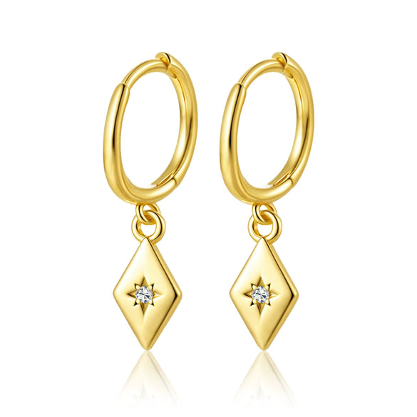 Wholesale S925 Sterling Silver Women's Square Heart Geometric Earrings With Zirconia