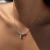 Wholesale S925 Sterling Silver Y Character Flower Flash Diamond Electroplated Women's Clavicle Chain Necklace Light Luxury Style