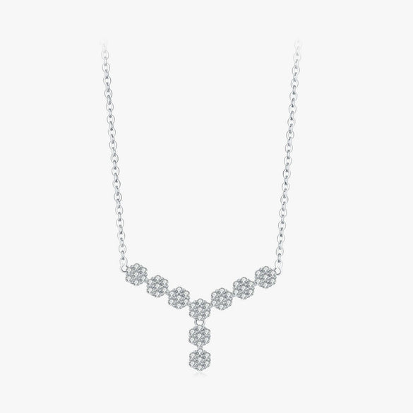 Wholesale S925 Sterling Silver Y Character Flower Flash Diamond Electroplated Women's Clavicle Chain Necklace Light Luxury Style