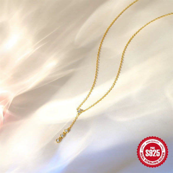 Wholesale S925 Sterling Silver Yshaped Geometric Minimalist Collarbone Necklace With Electroplating