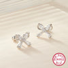 Wholesale S925 Sterling Silver Zircon Bow Nut Niche Design Screw Ear Bone Nail Earrings For Women