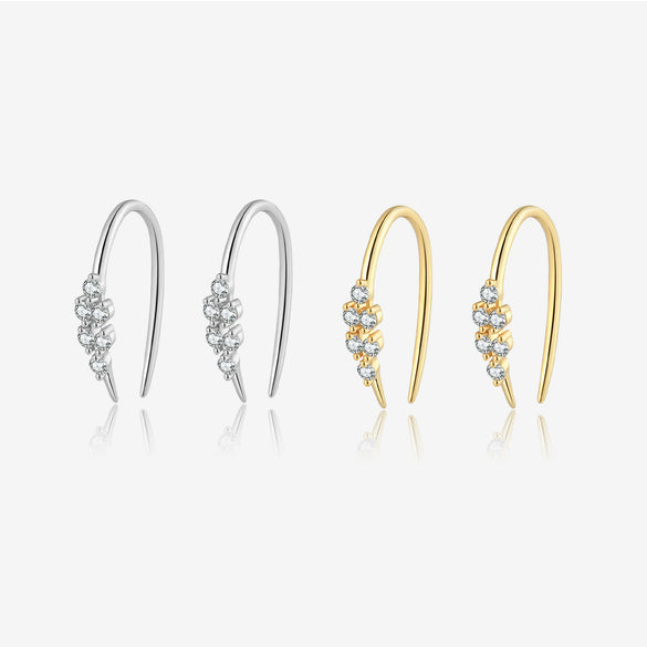 Wholesale S925 Sterling Silver Zircon Climber Earrings With Geometric Design And Electroplating Platinum 18K Gold For Women