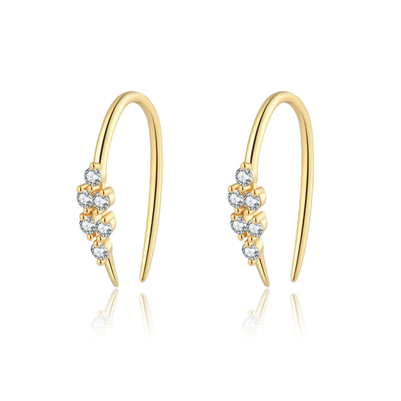 Wholesale S925 Sterling Silver Zircon Climber Earrings With Geometric Design And Electroplating Platinum 18K Gold For Women