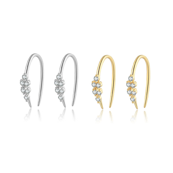 Wholesale S925 Sterling Silver Zircon Climber Earrings With Geometric Design And Electroplating Platinum 18K Gold For Women