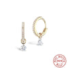 Wholesale S925 Sterling Silver Zircon Earrings With Pendant Triple Perforated Geometric Highend Fashion Women's Earrings