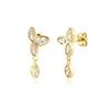 Wholesale S925 Sterling Silver Zircon Hanging Chain Earring With Plant Flower Design And Platinum Or 18K Gold Electroplating