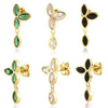 Wholesale S925 Sterling Silver Zircon Hanging Chain Earring With Plant Flower Design And Platinum Or 18K Gold Electroplating