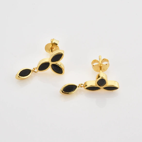 Wholesale S925 Sterling Silver Zircon Hanging Chain Earring With Plant Flower Design And Platinum Or 18K Gold Electroplating