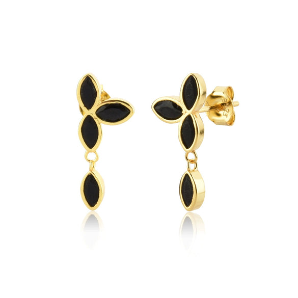 Wholesale S925 Sterling Silver Zircon Hanging Chain Earring With Plant Flower Design And Platinum Or 18K Gold Electroplating