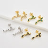 Wholesale S925 Sterling Silver Zircon Hanging Chain Earring With Plant Flower Design And Platinum Or 18K Gold Electroplating