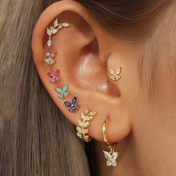 Wholesale S925 Sterling Silver Zircon Insect Butterfly Style Earring