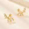 Wholesale S925 Sterling Silver Zircon Leaf Petal Niche Design Screw Ear Bone Nail Earrings With Flower Pattern
