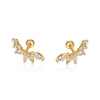 Wholesale S925 Sterling Silver Zircon Leaf Petal Niche Design Screw Ear Bone Nail Earrings With Flower Pattern