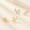 Wholesale S925 Sterling Silver Zircon Leaf Petal Niche Design Screw Ear Bone Nail Earrings With Flower Pattern