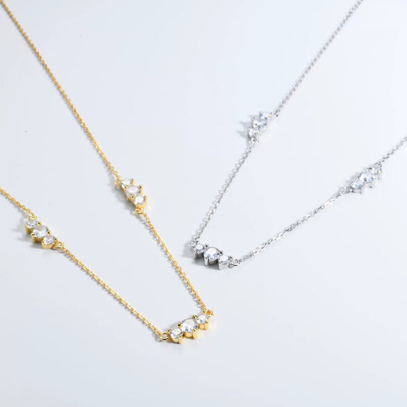 Wholesale S925 Sterling Silver Zircon Women's Clavicle Chain With Geometric Pattern And Electroplating Process
