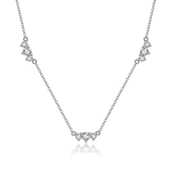 Wholesale S925 Sterling Silver Zircon Women's Clavicle Chain With Geometric Pattern And Electroplating Process