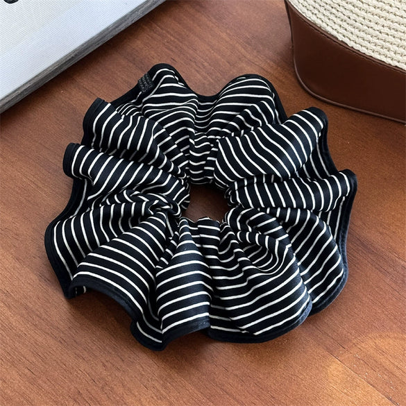 Wholesale Satin Handmade Black And White Striped Hair Ring For Women